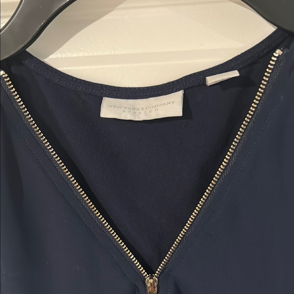 New York & Company Deep Blue Zipper top
